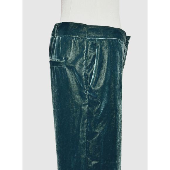 A New Day Green Velvet High Rise Straight Leg Dress Pants Size 6 Holiday - Picture 3 of 8